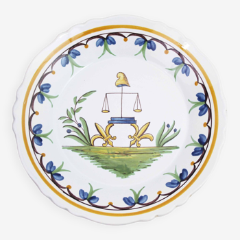 Revolution decorative plate in Nevers earthenware