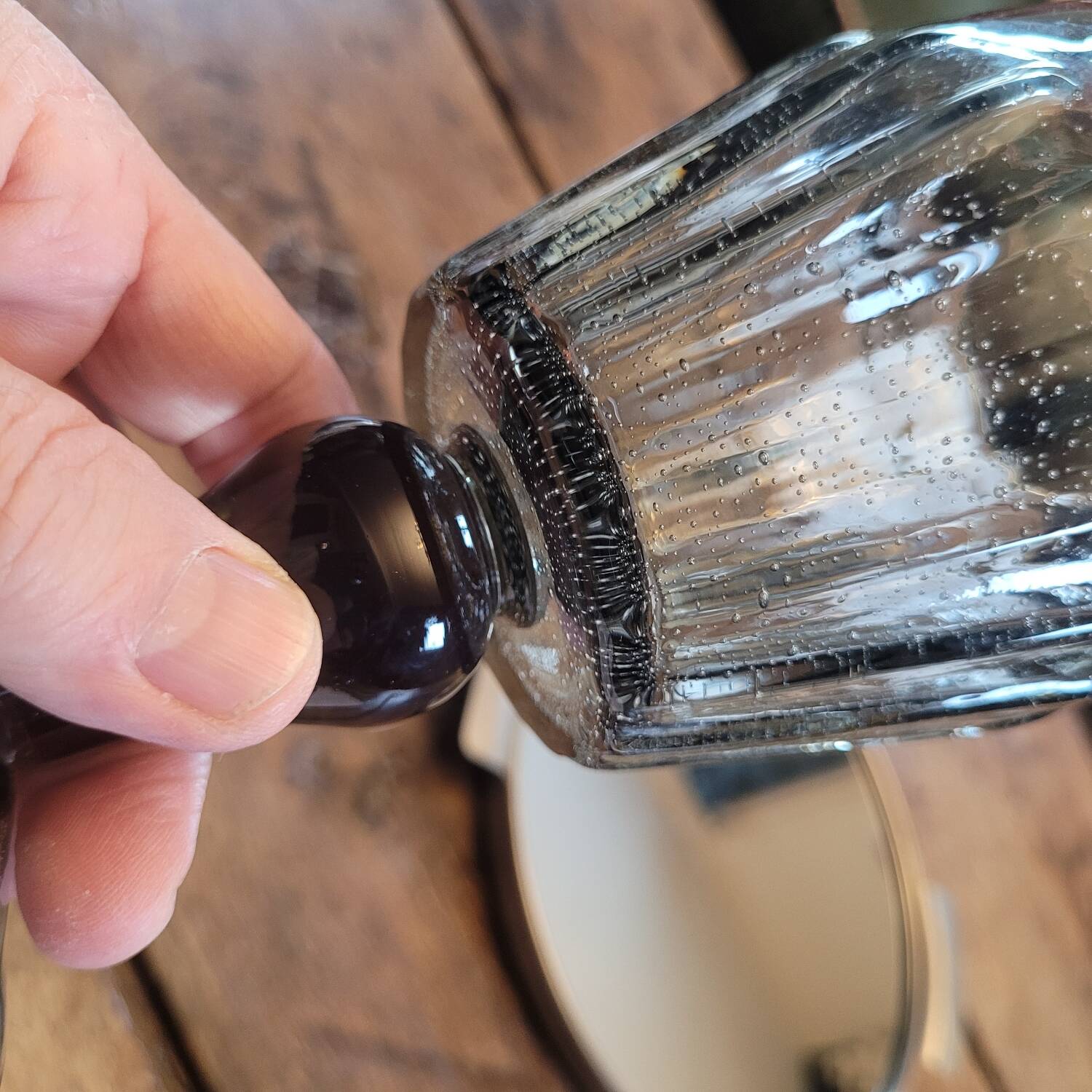 Footed glass La Rochère, 70's bubble glass