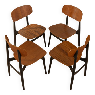 4x Dining Chairs in teak plywood