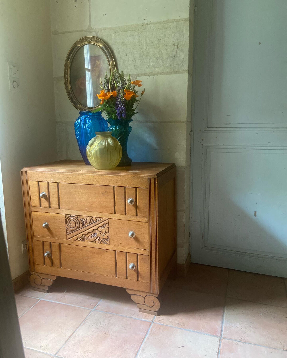Commode art déco en chêne massif