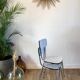 Duo of white formica chairs marble effect 70s