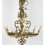 Lustre en bronze doré d'epoque napoléon iii, 6 lumières
