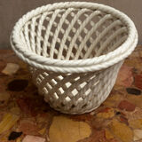 Vintage woven ceramic cache-pot