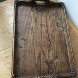 Art Nouveau tray in carved wood signed N.Faraut