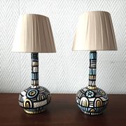 Paire de lampes espagnoles en bois peint