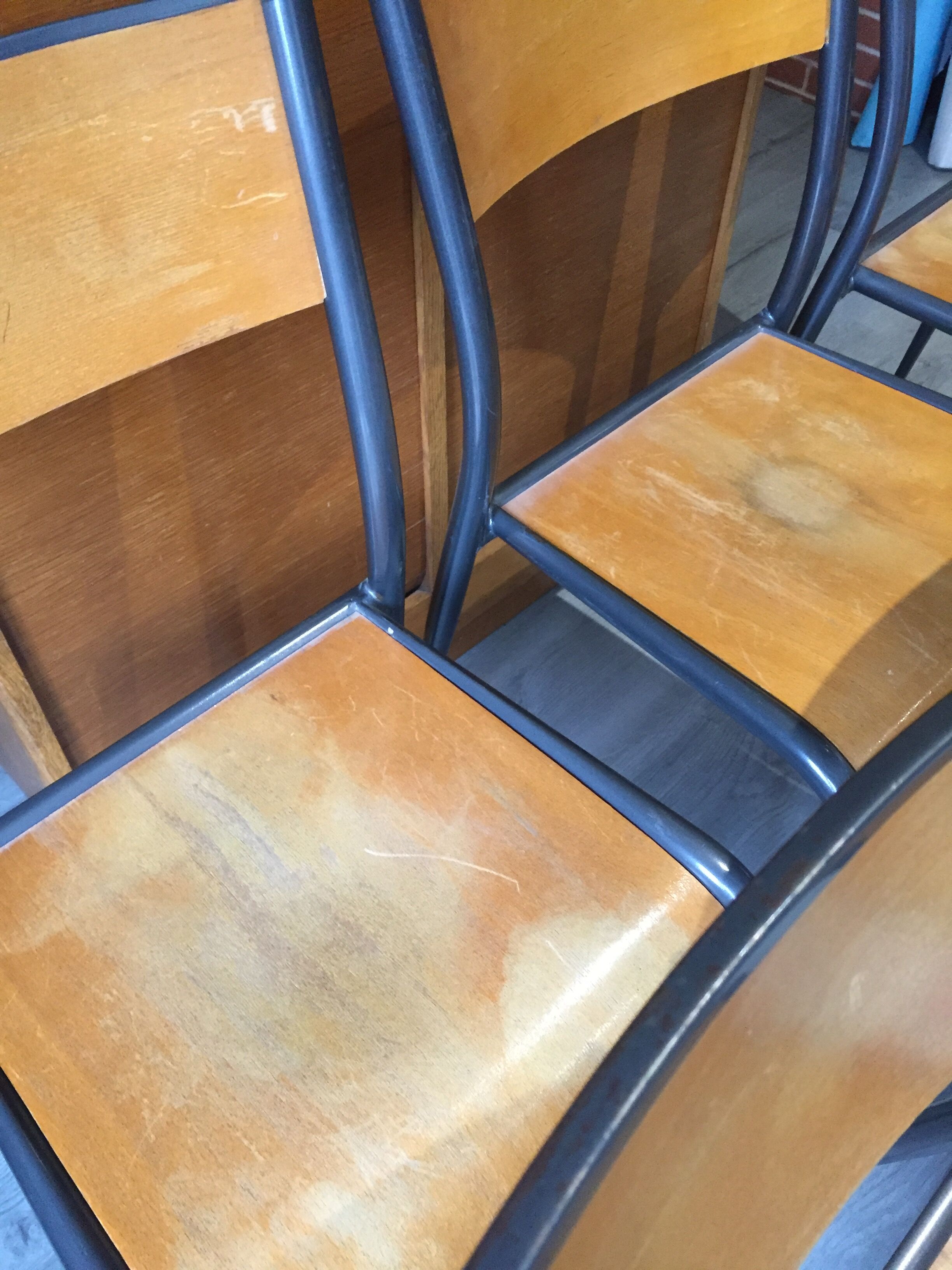 6 vintage school chairs compass feet