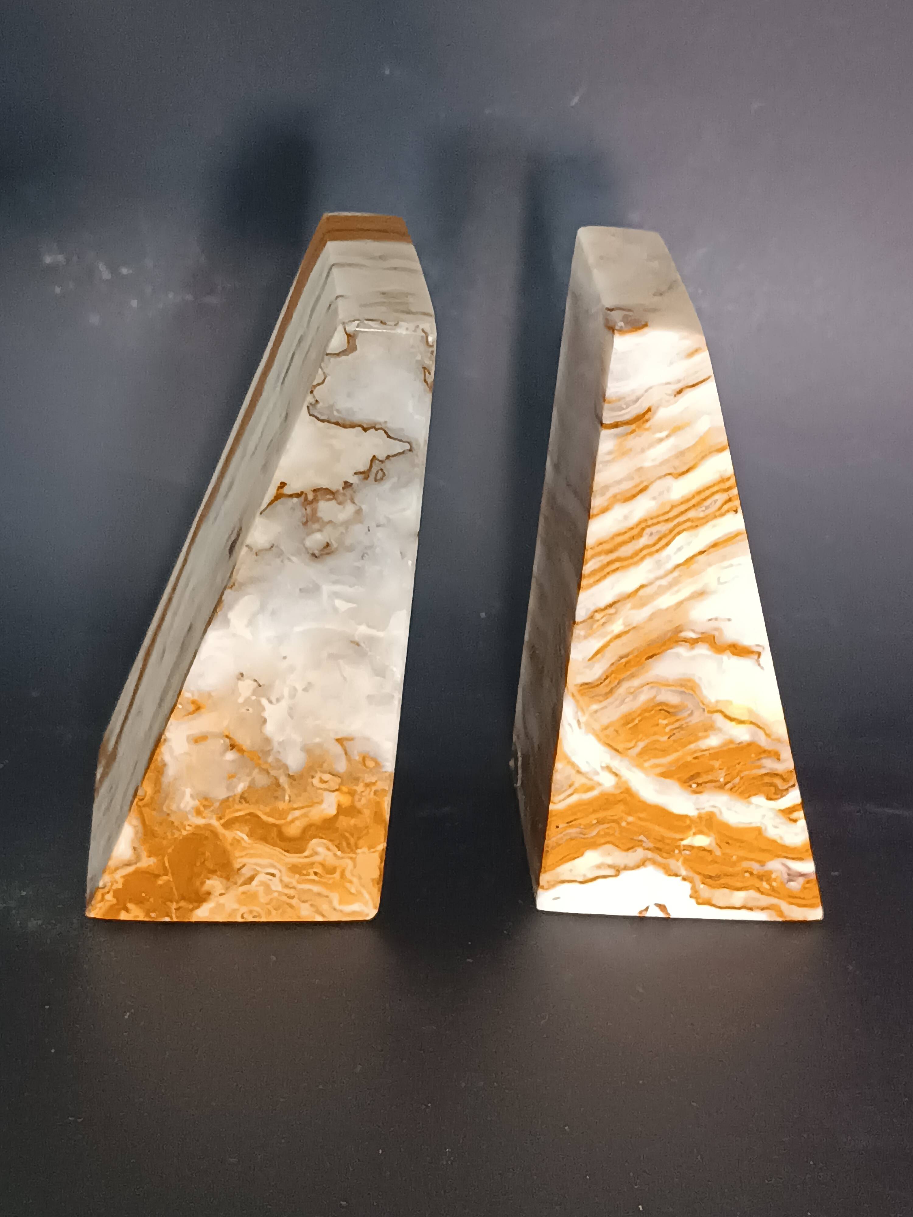 Vintage pyramid onyx bookends