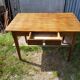 Old Farm Table - Wood Drawer Feet Compas Handle Vintage Porcelain