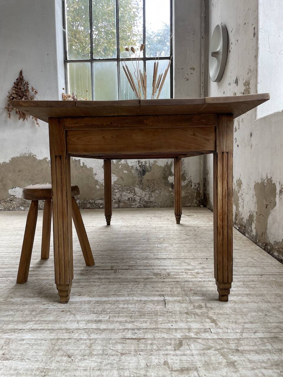 1950s oak butcher's farm table