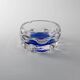 Cendrier en verre de Murano vintage : verre clair avec une bulle bleu cobalt, design italien des années 50.