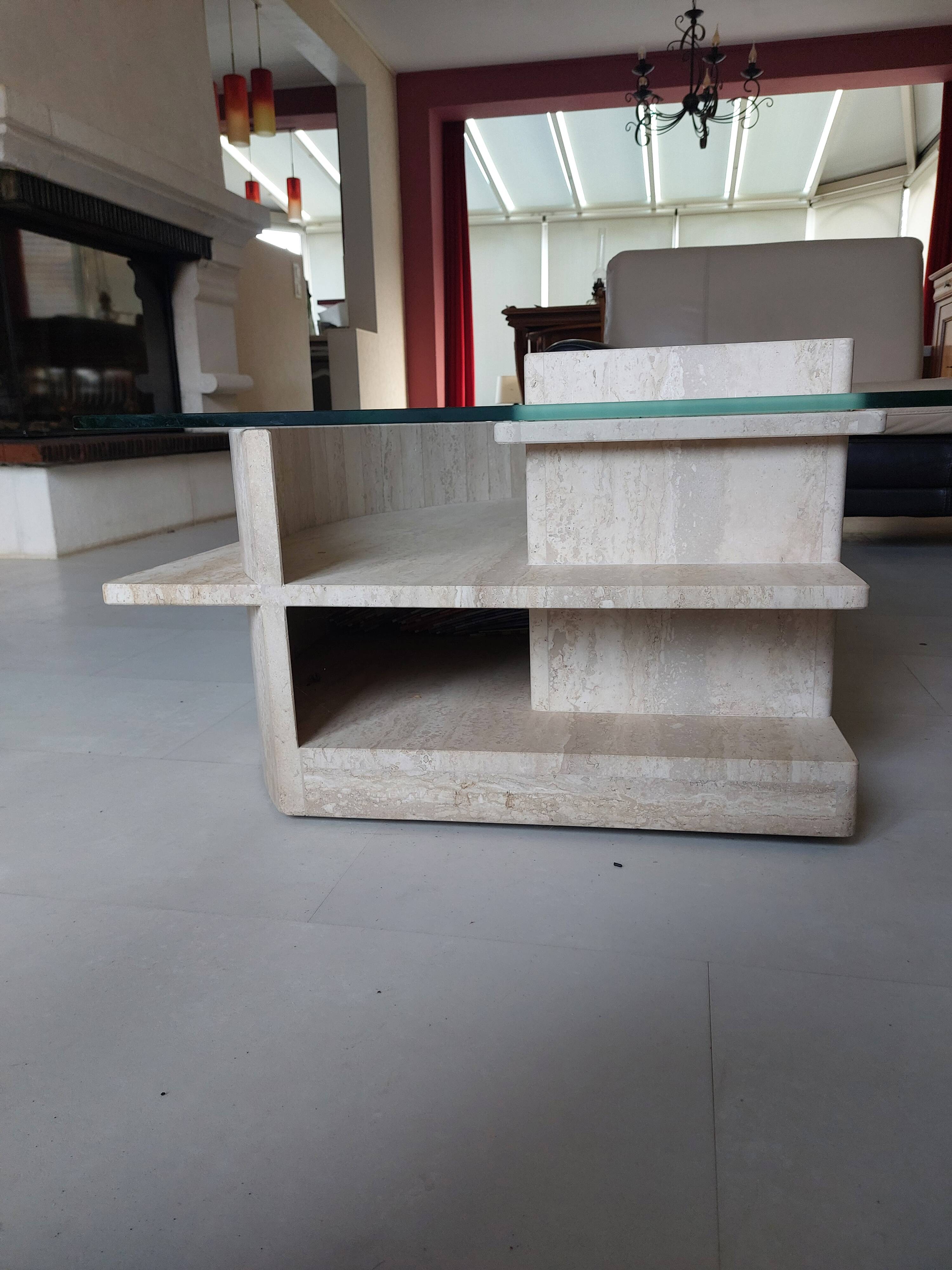 Travertine coffee table