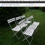 Series of 6 folding garden chairs in iron and old wooden slats