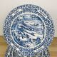 8 assiettes terre de fer anglaises bleues "automne" England ironstone