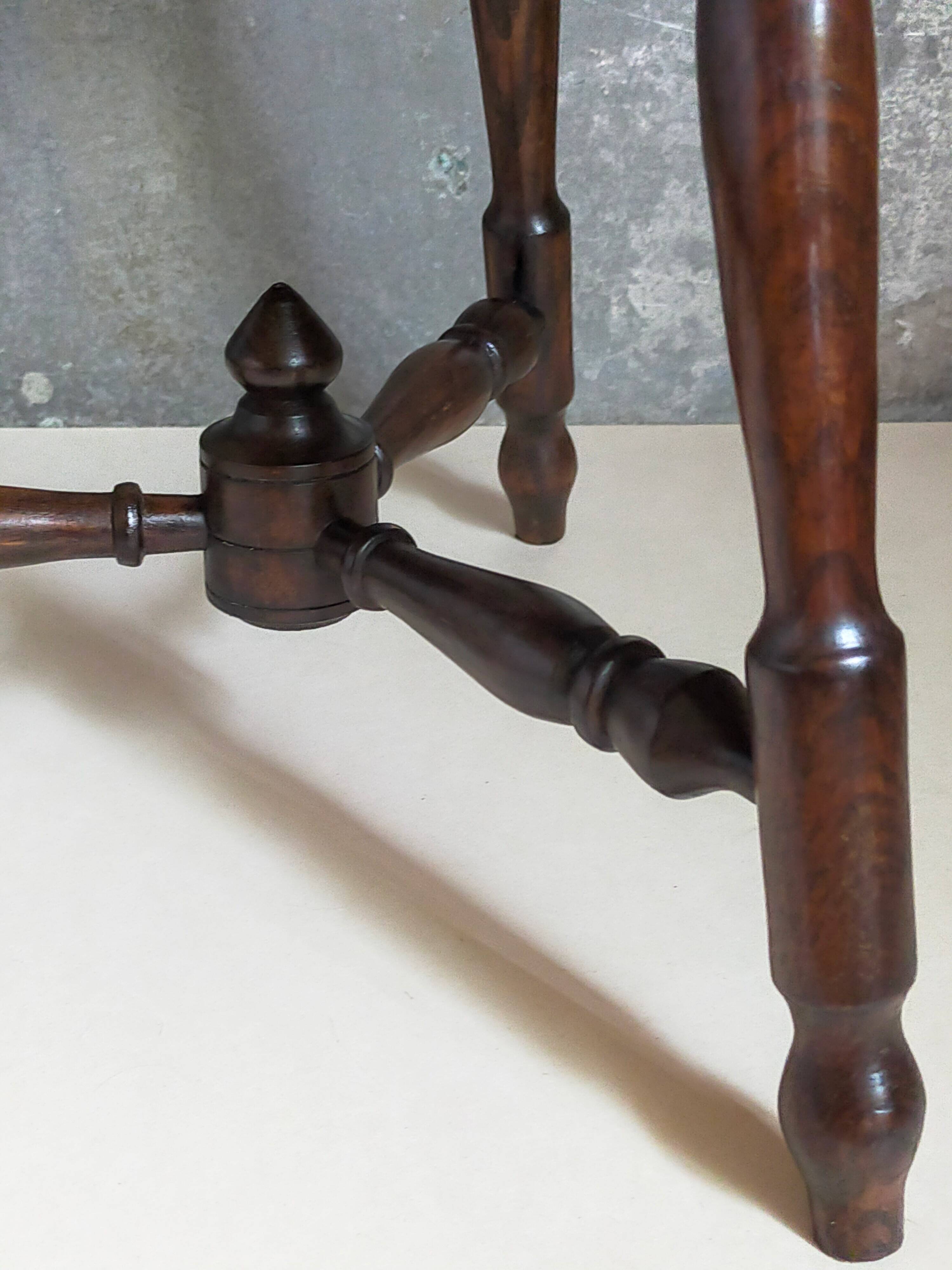 Vintage turned solid wood tripod stool