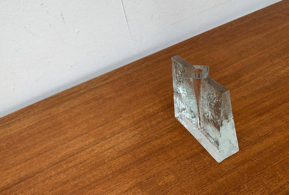 Modernist cubic glass vase from the mid-century, 1960s.