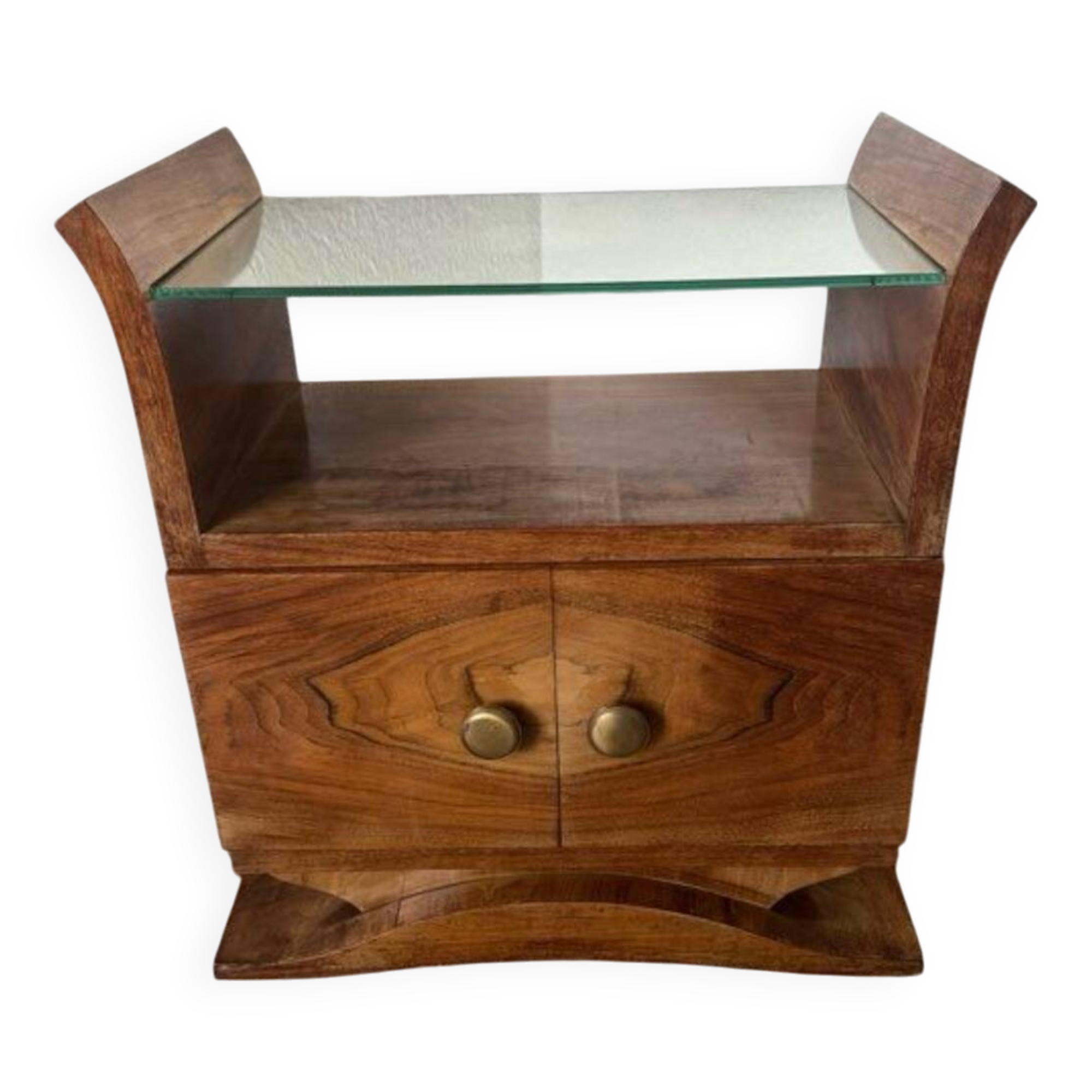 Art Deco bedside table in wood and mirror