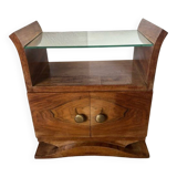 Art Deco bedside table in wood and mirror