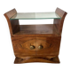 Art Deco bedside table in wood and mirror
