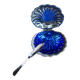 Shell-shaped butter dish in stainless steel and blue glass