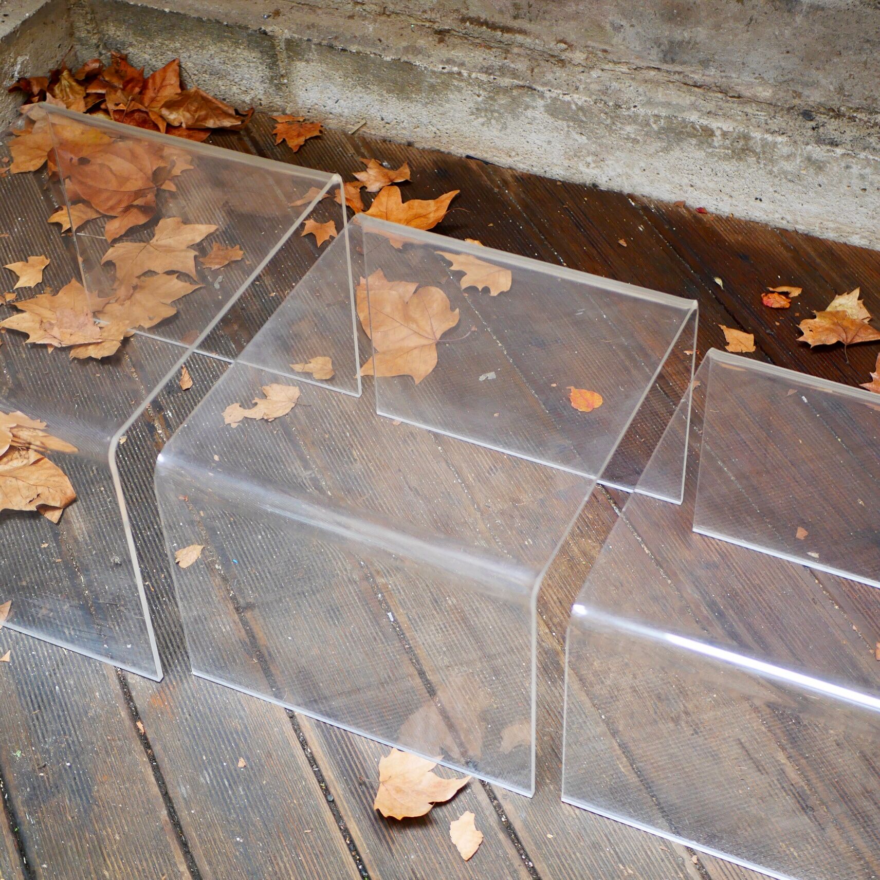 Trio of plexi trundle tables