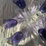 Set of 5 large vintage bubbled and blown glass glasses