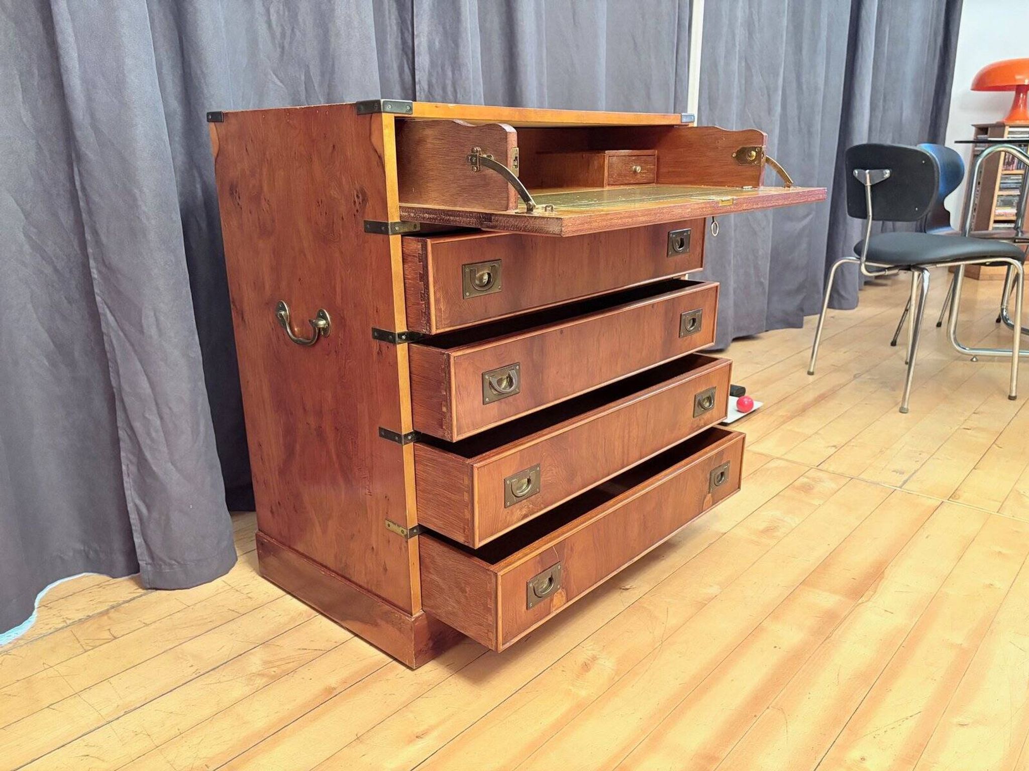 Campaign military chest of drawers and writing desk, Great Britain, 1950s