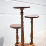 vintage plant holder, plant support 3 trays, wood, harness wood, plant stand, display
