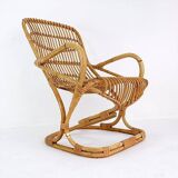 Italian Bamboo Armchair in the style of Tito Agnoli for Bonacina, 1960s