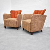 Rare sculptural lounge armchairs by  Kaesz Gyula, Hungary, ca.1941-42