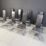 Vintage dining chairs by Giancarlo Vegni for Fasem, set of 8, 1980s
