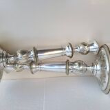 Antique silver-plated metal candlesticks