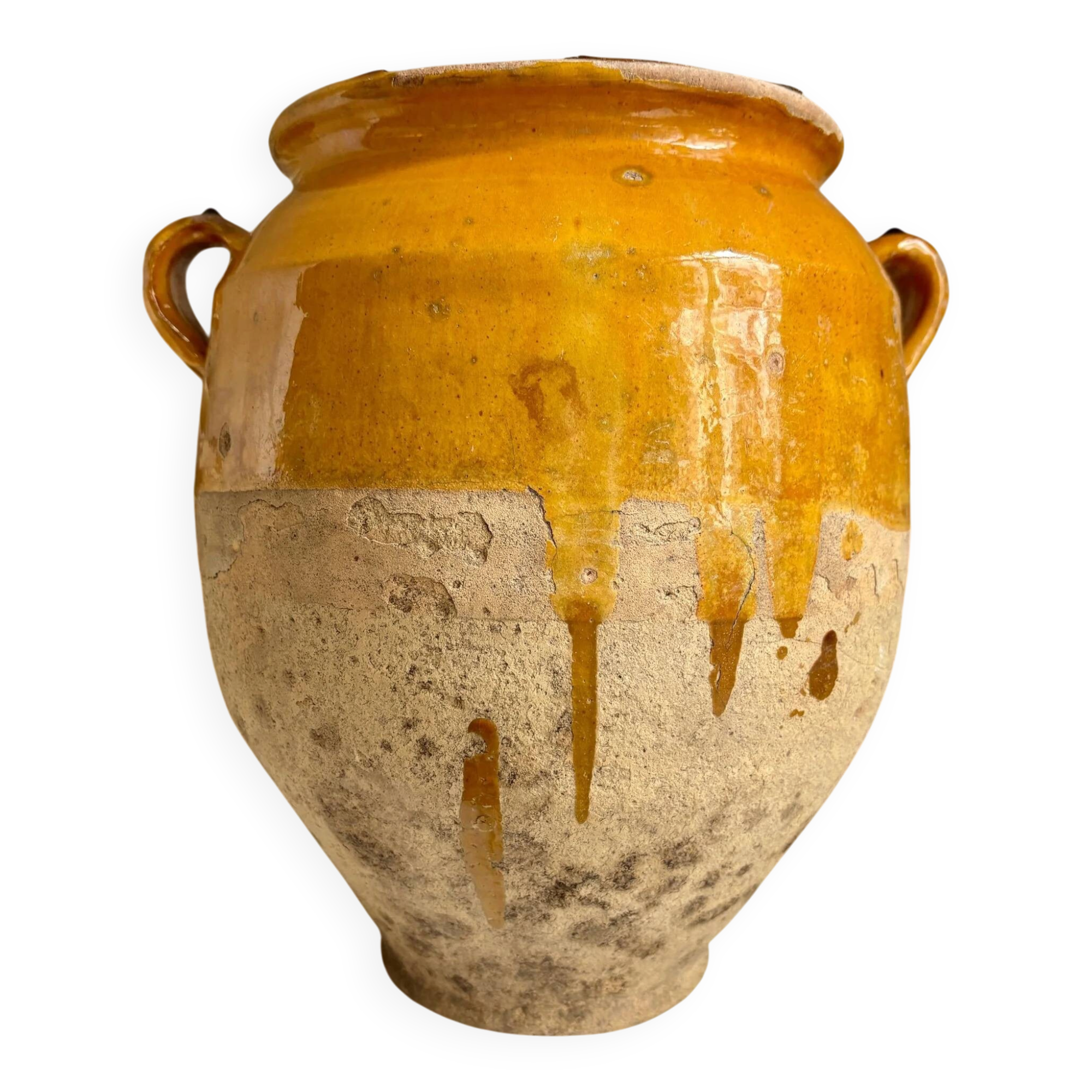 Grease pot, ochre glazed ceramic jar no. 2 - 18th century