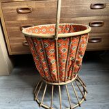 Vintage rattan sewing basket