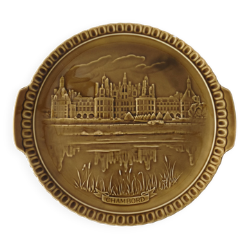 Vintage presentation plate in Gien earthenware, special creation Chambord.