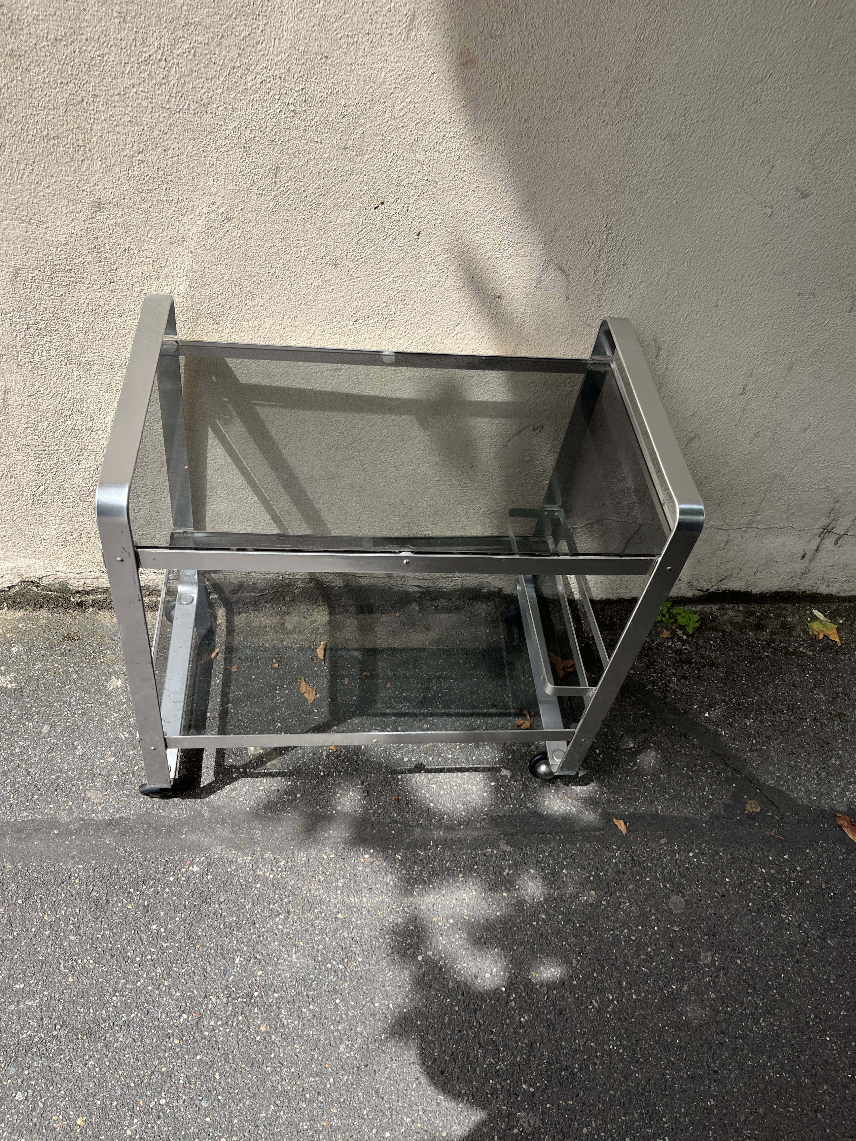 Vintage aluminum rolling trolley