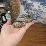 Indian Kutch 800 Silver Open Salt Cellar Pair of 800 Silver Salt Cellars