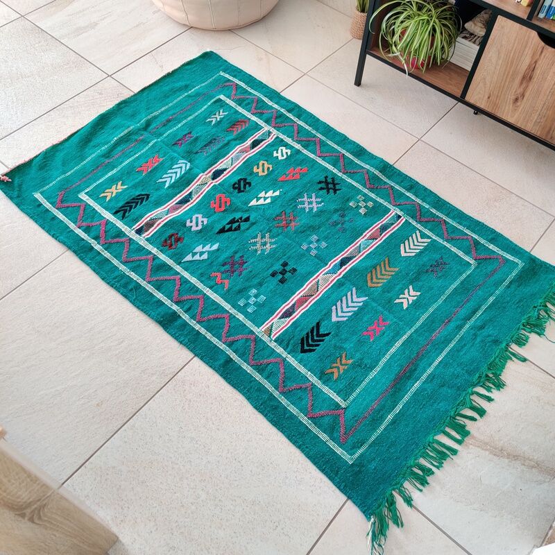 Berber carpet Ethnic Green 95x150 cm