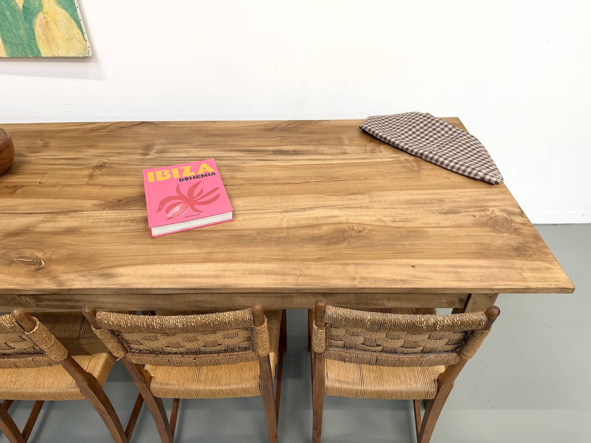 XXL solid walnut table with tapered legs