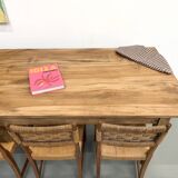 XXL solid walnut table with tapered legs