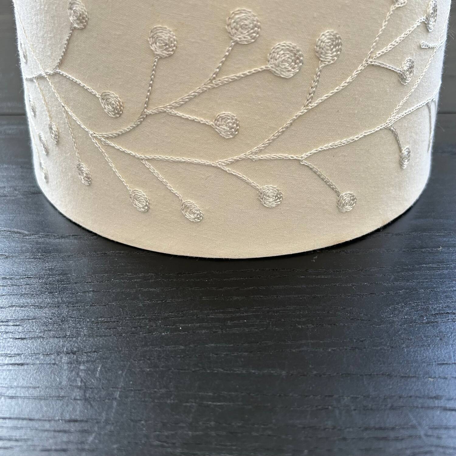 Embroidered white lampshade