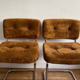 Vintage suede chair pair