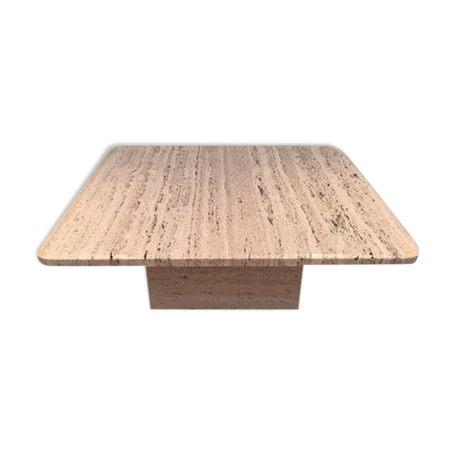 Square travertine coffee table, France, 1975