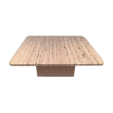 Table basse carrée en travertin, France, 1975