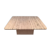 Square travertine coffee table, France, 1975