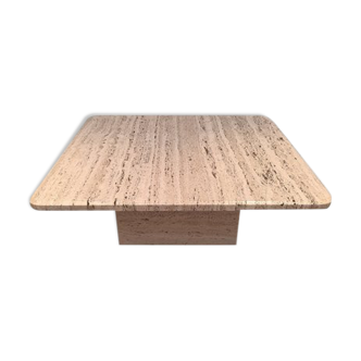 Square travertine coffee table, France, 1975