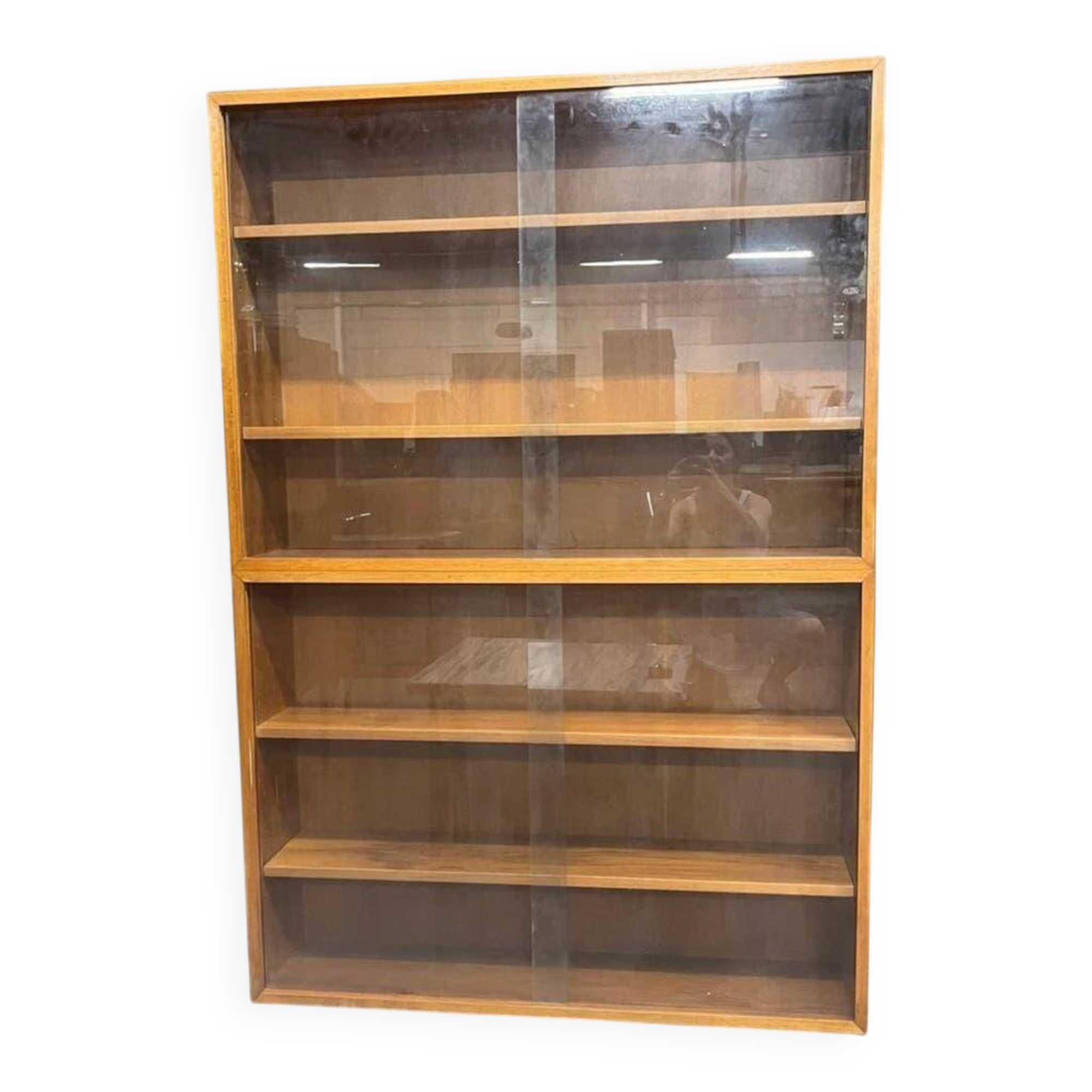 Vitrine/armoire de rangement vintage en bois et verre