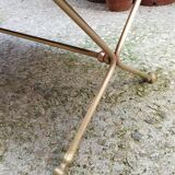 Rectangular coffee table in smoked glass and brass, animalist legs