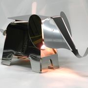 80s heavy metal chrome elephant floor lamp as side table Postmodern design