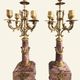 Pair of table candelabra in marble and bronze, Napoleon III style.