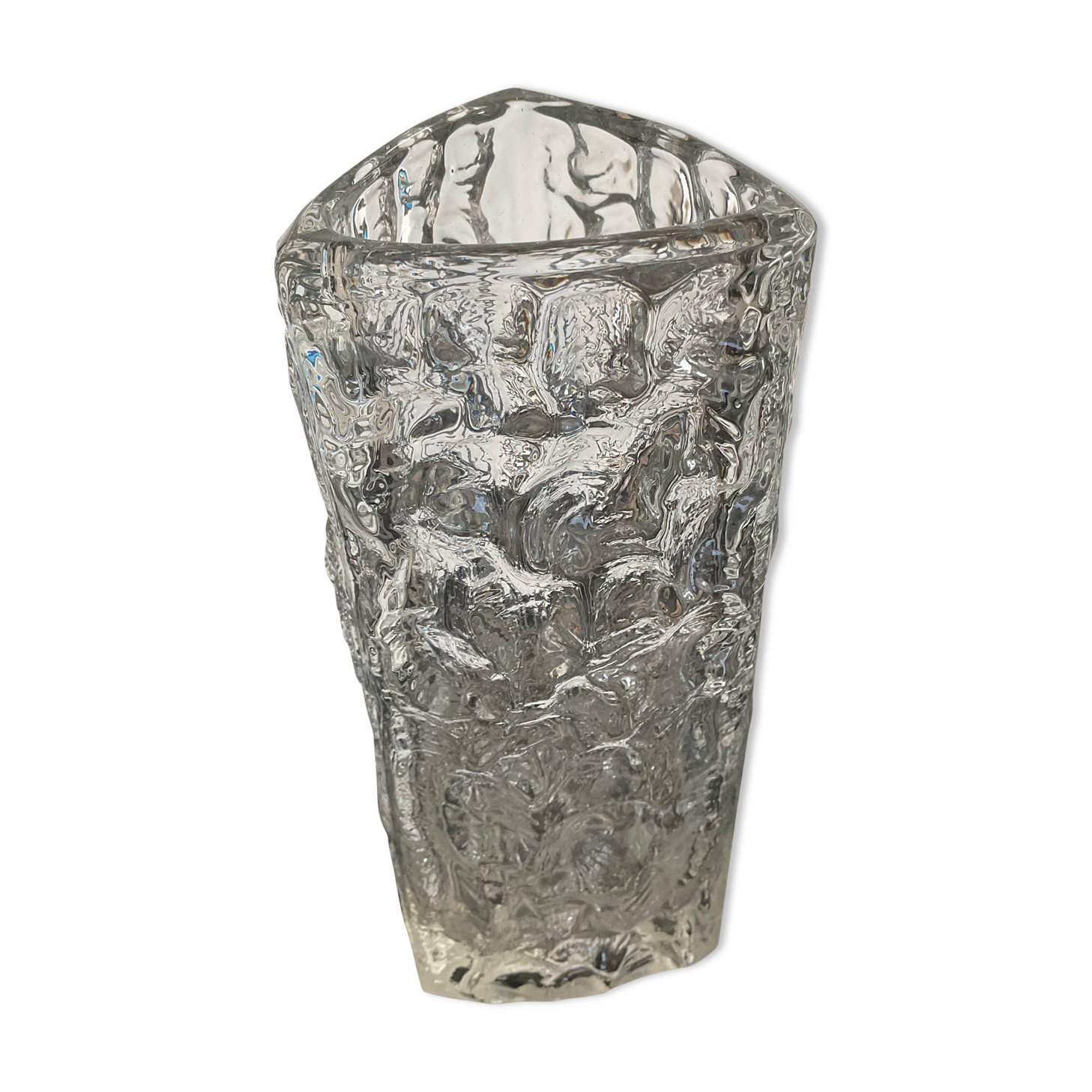 Vintage cast crystal vase 70s